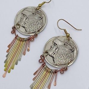 Vintage Southwestern Style Long Dangle Tassel Earrings
